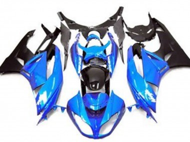 Preisgünstige Kawasaki ZX6R Motorrad Verkleidung 2009-2012 - Blau Glanzendes Schwarz Matt Schwarz