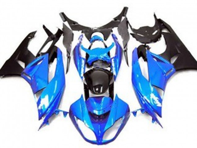 Preisgünstige Kawasaki ZX6R Motorrad Verkleidung 2009-2012 - Blau Glanzendes Schwarz Matt Schwarz