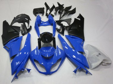 Preisgünstige Kawasaki ZX6R Motorrad Verkleidung 2009-2012 - Blau Glanzendes Schwarz Matt Schwarz