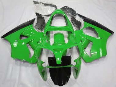 Preisgünstige Kawasaki ZX6R Motorrad Verkleidung 2000-2002 - Grun Glanzendes Schwarz