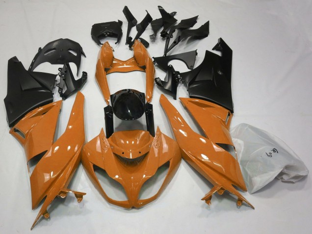 Preisgünstige Kawasaki ZX6R Motorrad Verkleidung 2009-2012 - Orange Glanzendes Schwarz Matt Schwarz
