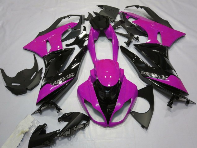 Preisgünstige Kawasaki ZX6R Motorrad Verkleidung 2009-2012 - Rosa Glanzendes Schwarz