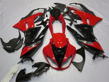 Preisgünstige Kawasaki ZX6R Motorrad Verkleidung 2009-2012 - Rot Glanzendes Schwarz