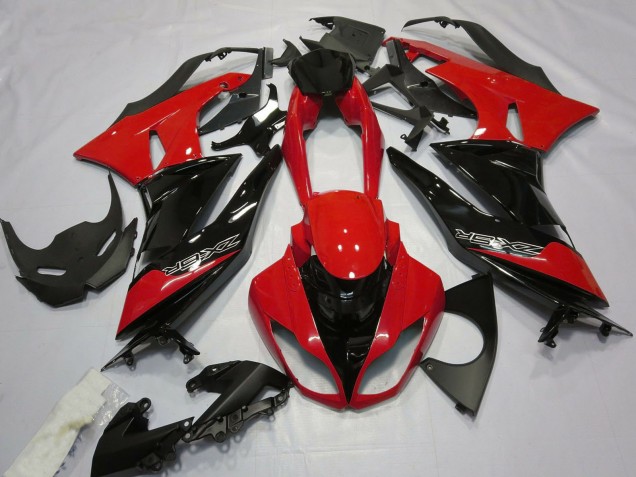 Preisgünstige Kawasaki ZX6R Motorrad Verkleidung 2009-2012 - Rot Glanzendes Schwarz