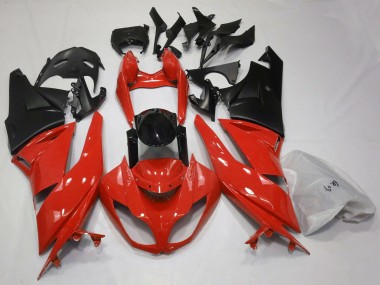 Preisgünstige Kawasaki ZX6R Motorrad Verkleidung 2009-2012 - Rot Glanzendes Schwarz Matt Schwarz