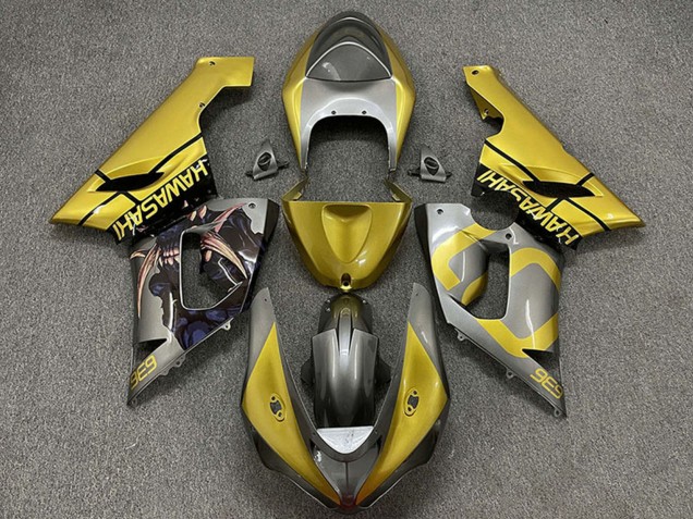Preisgünstige Kawasaki ZX6R Motorrad Verkleidung 2005-2006 - Gold Silber