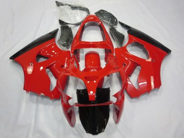 Preisgünstige Kawasaki ZX6R Motorrad Verkleidung 2000-2002 - Rot Glanzendes Schwarz