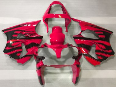 Preisgünstige Kawasaki ZX6R Motorrad Verkleidung 2000-2002 - Rot Schwarz Flamme