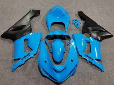 Preisgünstige Kawasaki ZX6R Motorrad Verkleidung 2005-2006 - Vibrant Blau Matt Schwarz