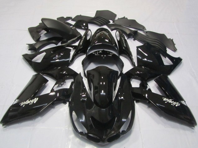 Preisgünstige Kawasaki ZX14R Motorrad Verkleidung 2006-2011 - Glanzendes Schwarz Weiss Ninja