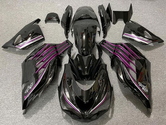 Preisgünstige Kawasaki ZX14R ZZR1400 Motorrad Verkleidung 2012-2024 - Glanzendes Schwarz Lila