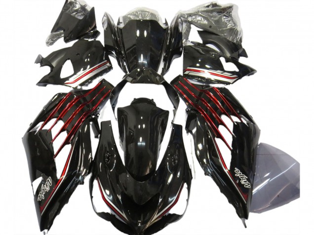 Preisgünstige Kawasaki ZX14R ZZR1400 Motorrad Verkleidung 2012-2024 - Glanzendes Schwarz Rot