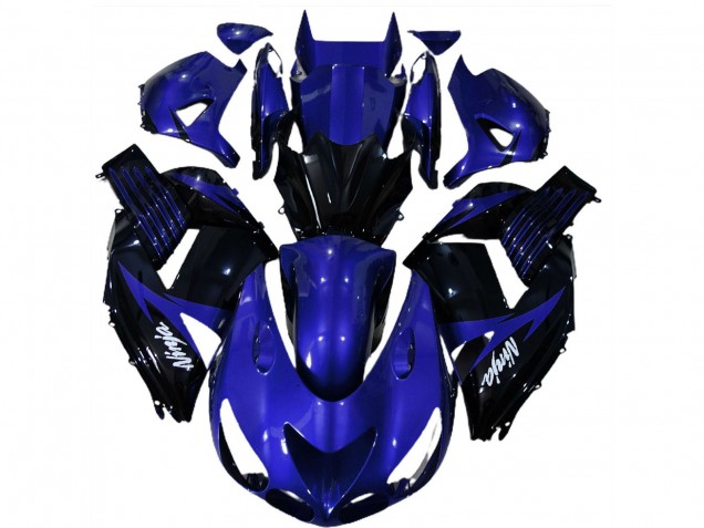 Preisgünstige Kawasaki ZX14R Motorrad Verkleidung 2006-2011 - Blau Glanzendes Schwarz Weiss Ninja