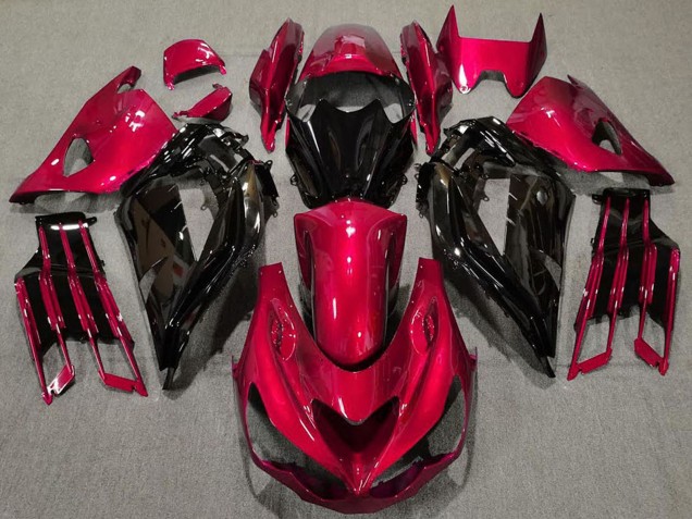 Preisgünstige Kawasaki ZX14R ZZR1400 Motorrad Verkleidung 2012-2024 - Rot Glanzendes Schwarz