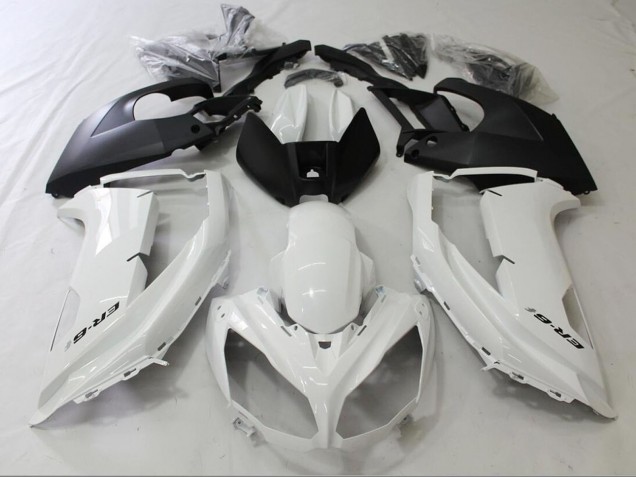 Preisgünstige Kawasaki Ninja ER6F Motorrad Verkleidung 2009-2011 - Glanzendes Weiss Matt Schwarz
