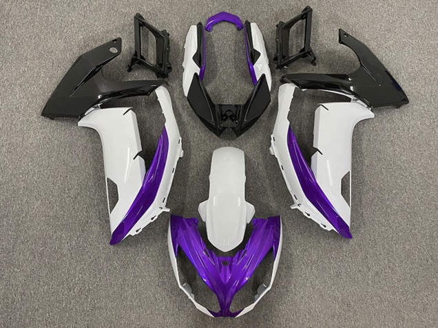 Preisgünstige Kawasaki Ninja 650R Motorrad Verkleidung 2009-2011 - Weiss Lila Matt Schwarz