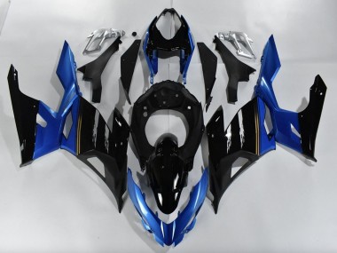 Preisgünstige Kawasaki Ninja 400 Motorrad Verkleidung 2018-2024 - Blau Glanzendes Schwarz