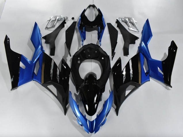 Preisgünstige Kawasaki Ninja 400 Motorrad Verkleidung 2018-2024 - Blau Glanzendes Schwarz