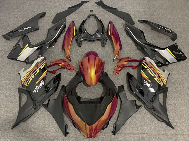 Preisgünstige Kawasaki Ninja 400 Motorrad Verkleidung 2018-2024 - Orange Glanzendes Schwarz Matt Schwarz OEM Stil