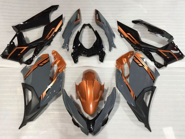 Preisgünstige Kawasaki Ninja 400 Motorrad Verkleidung 2018-2024 - Orange Nardo Grau Glanzendes Schwarz
