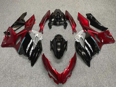 Preisgünstige Kawasaki Ninja 400 Motorrad Verkleidung 2018-2024 - Rot Glanzendes Schwarz