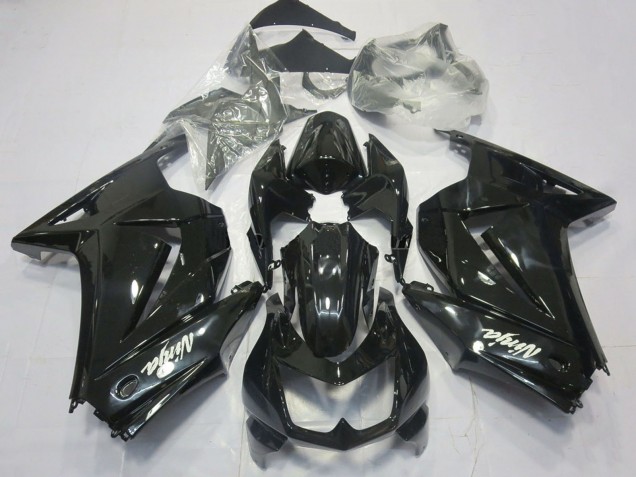 Preisgünstige Kawasaki Ninja 250 Motorrad Verkleidung 2008-2012 - Glanzendes Schwarz Weiss Ninja