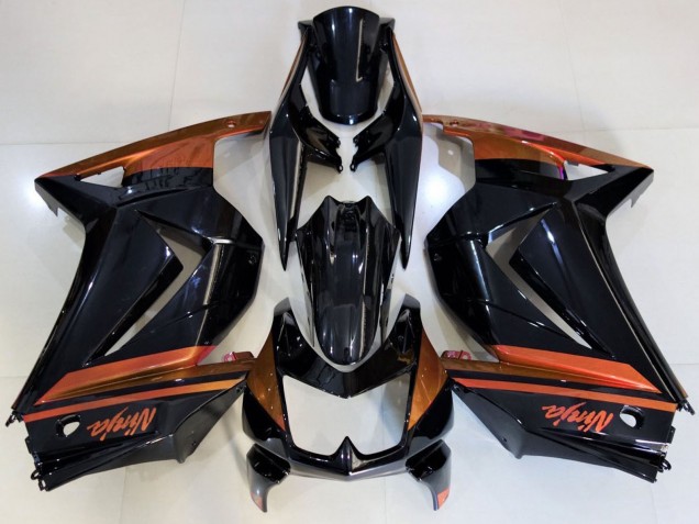 Preisgünstige Kawasaki Ninja 250 Motorrad Verkleidung 2008-2012 - Glanzendes Schwarz Orange