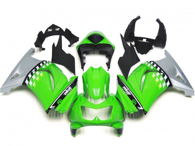 Preisgünstige Kawasaki Ninja 250 Motorrad Verkleidung 2008-2012 - Grun Silber Schwarz
