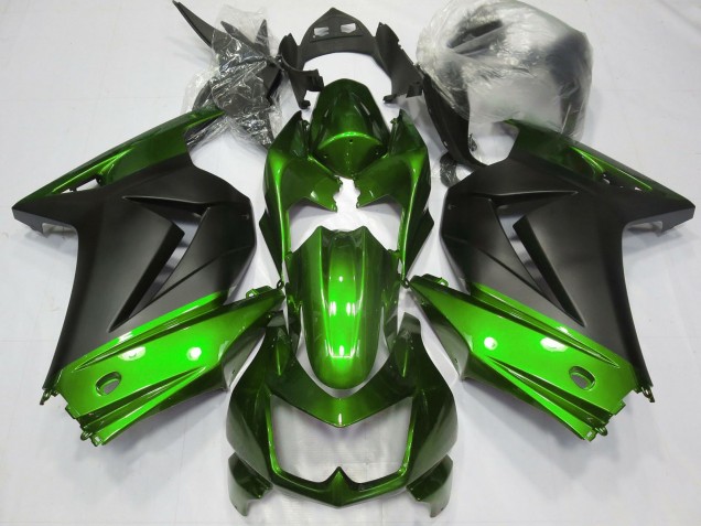 Preisgünstige Kawasaki Ninja 250 Motorrad Verkleidung 2008-2012 - Grun Matt Schwarz
