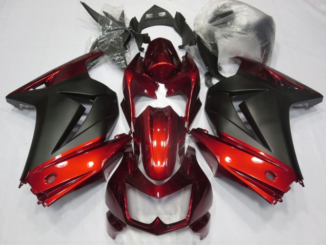 Preisgünstige Kawasaki Ninja 250 Motorrad Verkleidung 2008-2012 - Rot Matt Schwarz