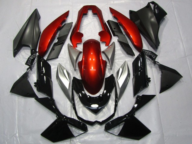 Preisgünstige Kawasaki Z1000 Motorrad Verkleidung 2010-2013 - Rot Silber Glanzendes Schwarz