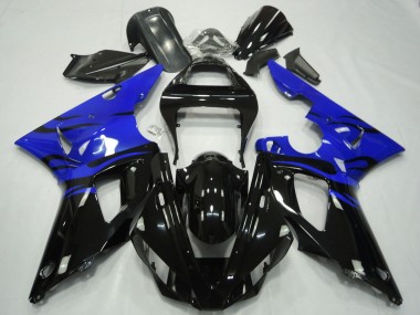 Preisgünstige Yamaha R1 Motorrad Verkleidung 2000-2001 - Blau Glanzendes Schwarz Flamme