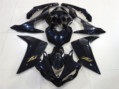 Preisgünstige Yamaha R1 Motorrad Verkleidung 2007-2008 - Glanzendes Schwarz Dunkel Blau Gold Aufkleber