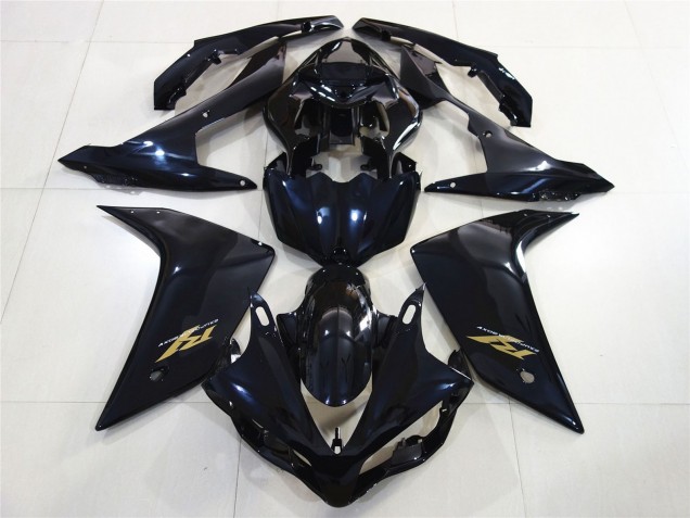 Preisgünstige Yamaha R1 Motorrad Verkleidung 2007-2008 - Glanzendes Schwarz Dunkel Blau Gold Aufkleber