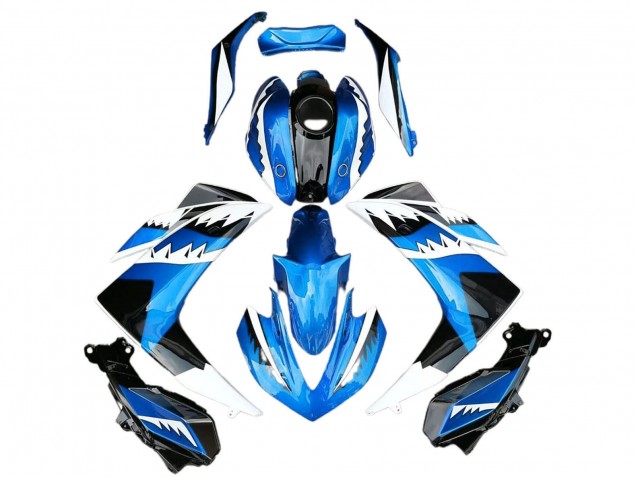 Preisgünstige Yamaha R3 Motorrad Verkleidung 2015-2018 - Blau Weiss Schwarz Hai