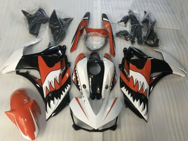 Preisgünstige Yamaha R3 Motorrad Verkleidung 2015-2018 - Weiss Orange Glanzendes Schwarz Hai