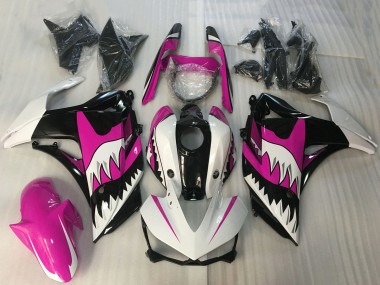 Preisgünstige Yamaha R3 Motorrad Verkleidung 2015-2018 - Weiss Rosa Glanzendes Schwarz Hai