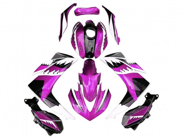 Preisgünstige Yamaha R3 Motorrad Verkleidung 2015-2018 - Rosa Weiss Glanzendes Schwarz Hai