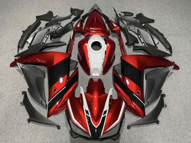 Preisgünstige Yamaha R3 Motorrad Verkleidung 2015-2018 - Rot Weiss Glanzendes Schwarz