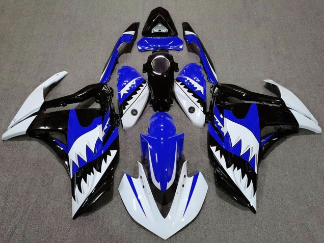 Preisgünstige Yamaha R3 Motorrad Verkleidung 2015-2018 - Weiss Blau Schwarz Hai