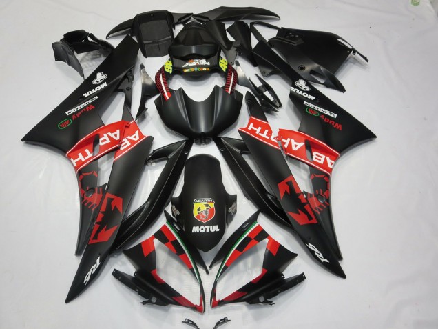 Preisgünstige Yamaha R6 Motorrad Verkleidung 2006-2007 - Matt Schwarz Rot Abarth Motul Michelin