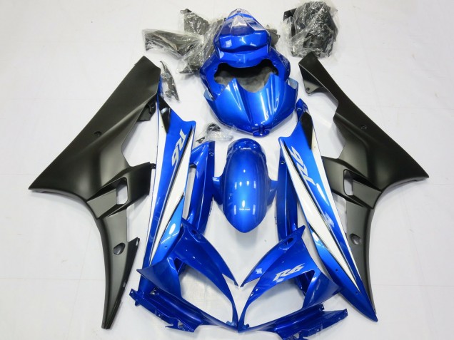 Preisgünstige Yamaha R6 Motorrad Verkleidung 2006-2007 - Blau Weiss Matt Schwarz