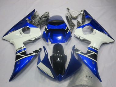 Preisgünstige Yamaha R6 Motorrad Verkleidung 2003-2004 - Blau Weiss Glanzendes Schwarz OEM Stil