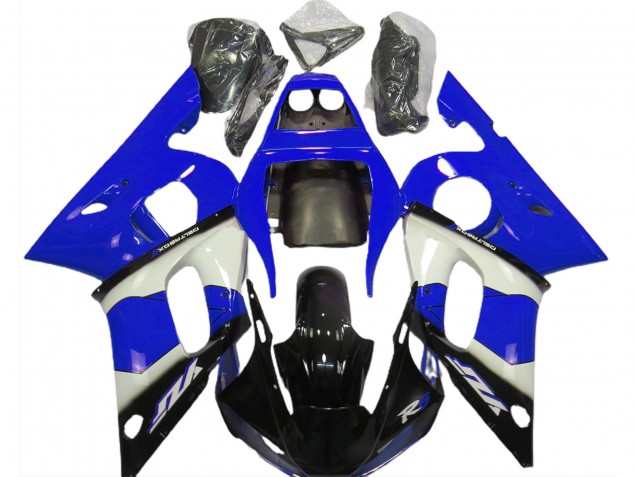 Preisgünstige Yamaha R6 Motorrad Verkleidung 1998-2002 - Blau Weiss Glanzendes Schwarz