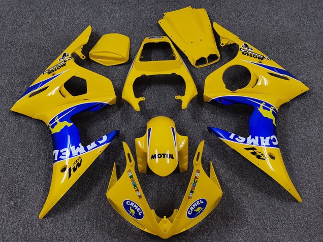 Preisgünstige Yamaha R6 Motorrad Verkleidung 2005 - Gelb Blau Weiss Kamel Motul