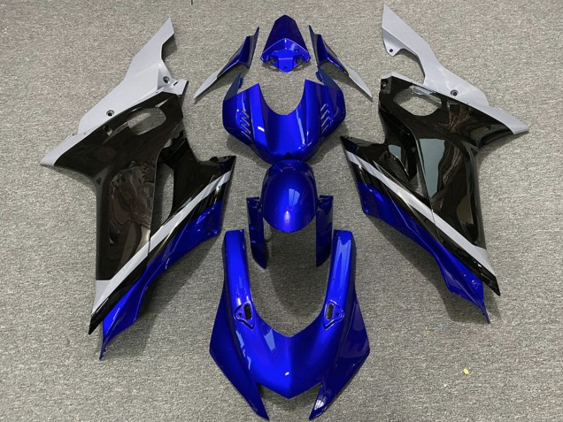 Preisgünstige Yamaha R6 Motorrad Verkleidung 2017-2023 - Grau Blau Glanzendes Schwarz