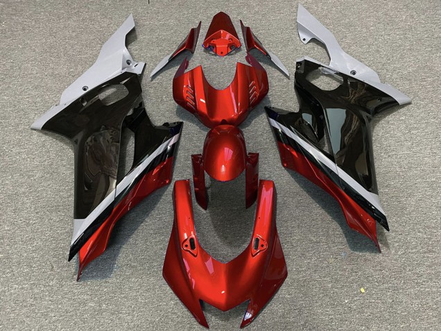 Preisgünstige Yamaha R6 Motorrad Verkleidung 2017-2023 - Grau Rot Glanzendes Schwarz