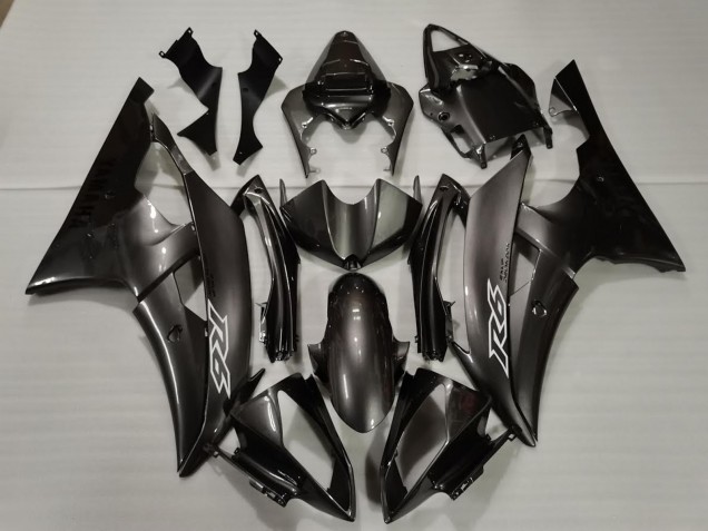 Preisgünstige Yamaha R6 Motorrad Verkleidung 2008-2016 - Glanzendes Schwarz Weiss Aufkleber
