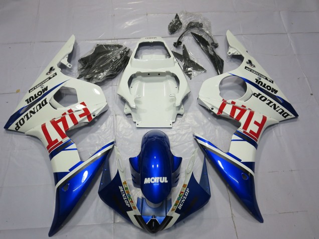 Preisgünstige Yamaha R6 Motorrad Verkleidung 2003-2004 - Weiss Blau Rot Fiat Motul Dunlop