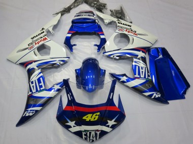 Preisgünstige Yamaha R6 Motorrad Verkleidung 2003-2004 - Weiss Blau Fiat Michelin Motul 46